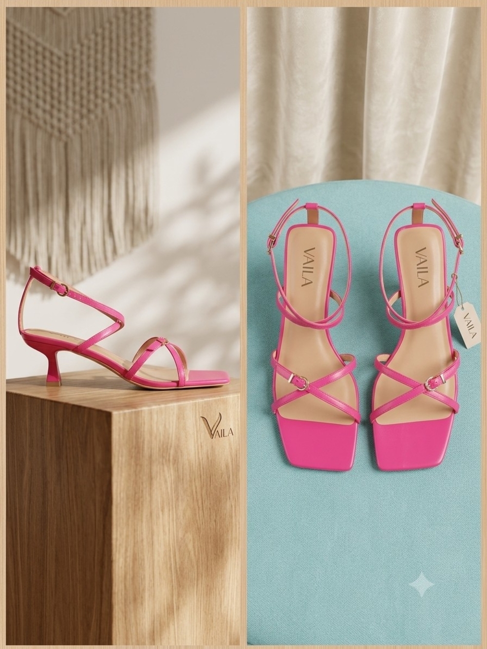 VAILA SHOES Isabella Strappy Kitten-Heel‎ Dress Sandals